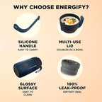 ENERGIFY Vacuum Insulated Food Jar. Large 24oz Bowl incl. Folding Spoon, Cup. Wide Mouth Keep Hot & Cold Drinks Soup Lunch Container for Adults. BPA-Free Stainless Steel, Leak Prooff Velvet blue