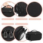 OCHEAL Makeup Bag,Travel Makeup Organizer Bag for Women with Zipper Pouch and Side Pocket, Multifunctional Compartments and Dividers,Toiletry Make up Case for Toiletries, Brushes & Beauty Tools-Black