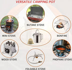 Camping Tea Kettle, Portable 1.2L Coffee Pot, Outdoors Camping Pot, with Handles and with Lids for Camping Hiking Picnic Camping, Backpacking, Silver