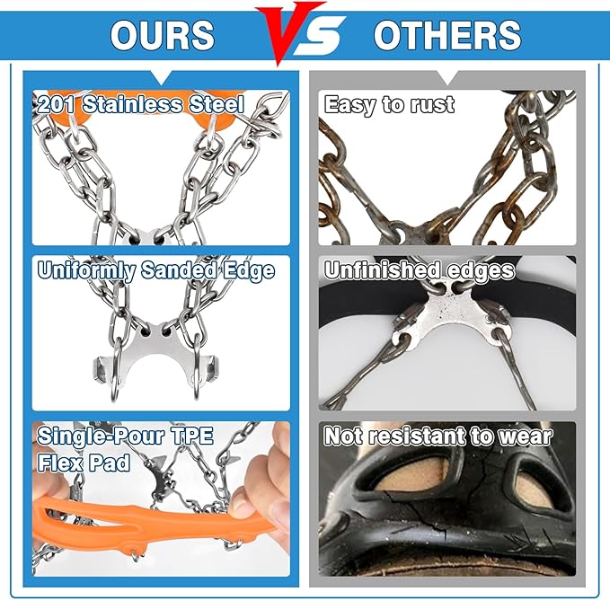 ZeeDix Crampons for Shoes, 10-Spike Stainless Steel Ice Cleats for Shoes and Boots, Slip-Resistant Shoe Spikes Traction Grips for Walking Hiking Jogging Fishing and Daily Outdoor Adventures