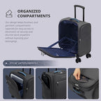 Verage Underseat Carry On Luggage with Wheels & USB Port,14 inch Wheeled Spinner Bag Carry-on Luggages for Airlines, Lightweight Suitcase Men Women, Pilots and Crew (14.5-Inch Plus Underseat Pro)