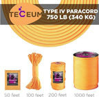 TECEUM 5/32" Paracord Rope 1000 – 1000ft / 200ft / 100ft / 50ft – Tactical Parachute Cord 4mm – 45+ Colors – Nylon String for Survival & Camping Gear – Stripe Cord for Survival – Utility Rope