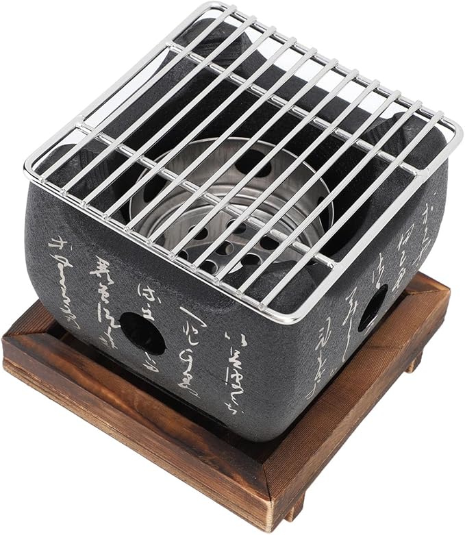 Hapivida Portable BBQ Grill, Compact Japanese Mini Barbecue Stove with Even Heat Distribution 19.5x18cm for Outdoor Cooking