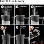 OVENTE French Press Coffee Maker 34 Ounce with Heat Resistant Borosilicate Glass & Stainless Steel 4-Level Filtration System, Portable Cold Brew Coffee Maker for Travel, Camping or Gift, Black FPW34B
