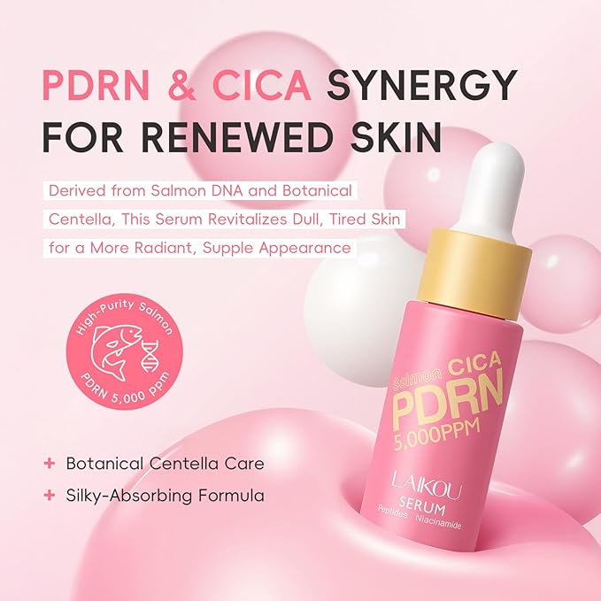 LAIKOU PDRN CICA Skin Care, Skin Care Set, Skincare Gift Set with Cleanser, Moisturizing Cream, Toner, Serum, Eye Cream for Women Lover Mother's Day Birthday Christmas Gifts Stocking Stuffers 5pcs