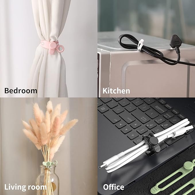 [25Park]UMUST Silicone Cable Ties,Reusable Cable Management Organizer,Cable Straps,Cord Ties,Multipurpose Elastic Cord Organizer for Bundling and Fastening Cable Cords Wires(Multi -colored)