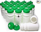 Rolling Sands USA Made 20 Ounce Sports Water Bottles - 24-Pack Bulk BPA-Free Blank Sports Bottles for Teams & Classrooms - White Bottle/Green Lid, No Smell No Taste