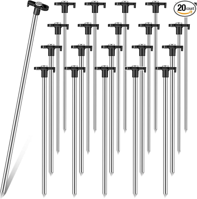 Shimeyao 10" Tent Stakes Camping Heavy Duty Stakes Bulk Metal Ground Pegs Camping Spikes Galvanized for Outdoor Pitching Canopy