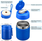 17oz Soup Thermo for Hot Food Kids,Insulated Food Jar with Spoon,Thermo Hot Food Lunch Container,Wide Mouth Leakproof Stainless Steel Lunch Box for School(Blue)
