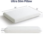 Ultra Thin Flat Pillow for Sleeping, 2.75'' Thin Pillow for Back Sleeper, Supportive Stomach Sleeping Pillow, Slim Bed Pillow, Machine Washable-Standard Size