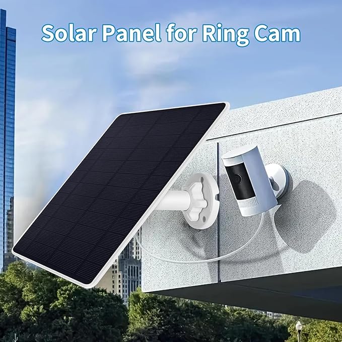 Ring Camera Solar Panel Charger, Compatible with Stick Up Camera, Stick Up Cam Pro, Spotlight Camera Plus/Pro, 5W5V, Weatherproof, 3M/9.8FT Cable (2Pack)