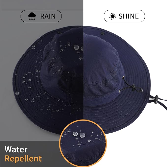 Home Prefer UPF50+ Mens Sun Hat Wide Brim Womens UV Protection Beach Bucket Hat for Fishing Hiking Snap Up Cowboy Hat