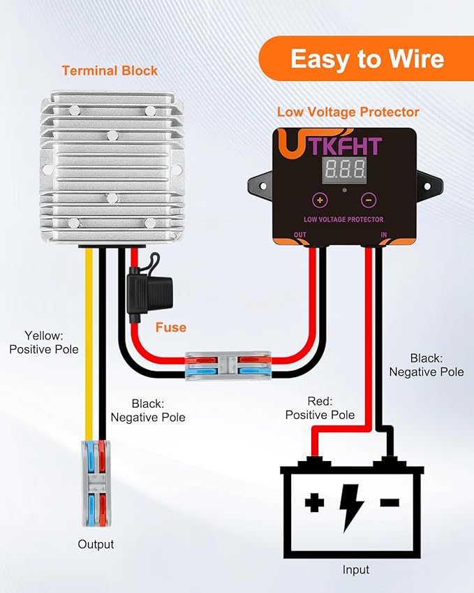 DC 24V to 12V 10A 120W Step Down Buck Converter Voltage Regulator with Low Voltage Protector