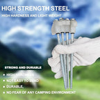 16 Pack Screw in Tent Stakes Heavy Duty,8 Inch Ground Anchors Screw in,Metal Stakes with Hex Head Driver,Camping Tent Accessories.(Luminous White)