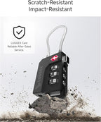 LUGGEX TSA Locks for Luggage, Suitcase Locks TSA Approved, Luggage Locks, Ease of Use & Durable(Silver Cable,4 Pack)
