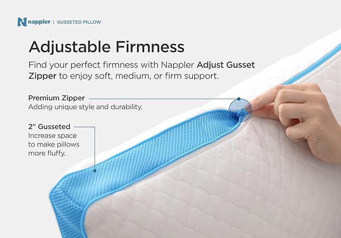 Side and Back Sleeper Pillow for Neck and Shoulder Pain Relief - Shredded Memory Foam Bed Pillow for Sleeping - 100% Adjustable Fill - Standard Size Modal Washable Case. Extra Fill Included