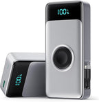 Portable Charger 40800mAh Power Bank with 2 Built-in Retractable Cables,25W PD Fast Charging Phone Charger with iWatch Charger,5 Output 2 Input LCD Display Battery Pack for iPhone 16/15/14/13,Android