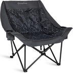 KingCamp Oversized XL Camping Chair, Heavy Duty 500lbs Folding Couch for Adults, Padded Large Comfortable Sofa Seat with Cooler Bag Cup Holder for Outdoor Sports Fishing Patio Lawn, Lava/Grey