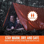 Go Time Gear Survival Life Tent • 2 Person Mylar Emergency Shelter Tube Tent + Paracord • All-Weather Protection for Camping, Hiking, & Survival Kits • Includes Emergency Whistle