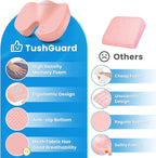 TushGuard Seat Cushion for Office Chair Memory Foam Non-Slip Cushion Back, Relief Chair Pad, Butt Pillow for Office, Car, Computer Desk, Pink, X-Large