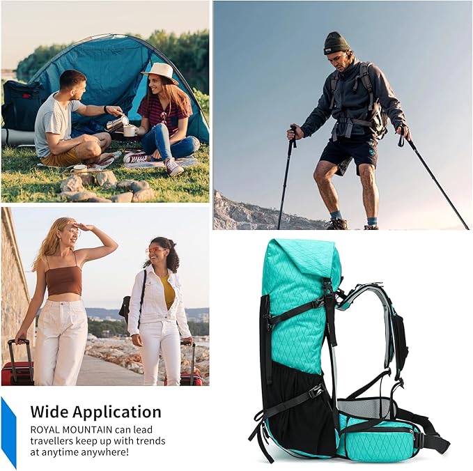 Hiking Backpack,40L to 50L Extra Large Capacity Hiking Bag,Internal Frame Camping Backpack,Upgraded X-PAC Lightweight Sport Daypack Travel Backpack Fit For Mountain Climbing Camping(Peacock Green)