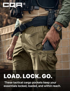 CQR Men's Flex Ripstop Tactical Pants, Water Resistant Stretch Cargo Pants, Lightweight EDC Hiking Work Pants