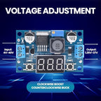 LM2596 Adjustable DC-DC Step-Down Buck Converter Module with LED Voltmeter Display, Voltage Regulator 4.0-40V Input to 1.25-37V Output Power Supply Module