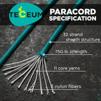TECEUM 5/32" Paracord Rope 1000 – 1000ft / 200ft / 100ft / 50ft – Tactical Parachute Cord 4mm – 45+ Colors – Nylon String for Survival & Camping Gear – Stripe Cord for Survival – Utility Rope