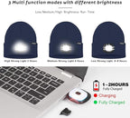ATNKE LED Lighted Beanie Hat,USB Rechargeable 4 LED Running Headlamp Bright Cap with The Light Gifts for Men and Women