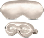 ZIMASILK Adjustable 22 Momme 100% Mulberry Silk Sleep Mask, Upgraded 3D Contoured Cup Eye Mask for Sleeping, Super Soft & Breathable Blindfold, Blackout for Deep Sleeping (Beige)