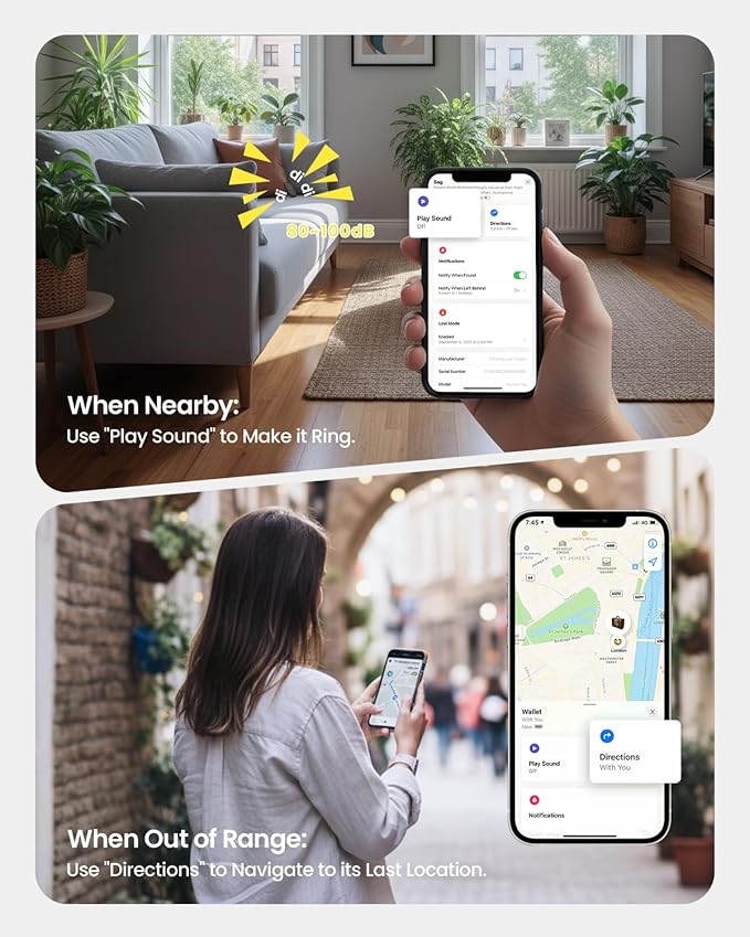 Slim Air Tracker Tag Compatible with Apple Find My [Apple MFi Certified] Smart Tag with Replaceable Battery | Bluetooth Tag Find Your Keys, Wallet, Backpack & Luggage (iOS Only)