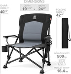 EVER ADVANCED Heated Oversized Foldable Camping Chair for Adults with Adjustable Lumbar Support, Heavy Duty Chair with Side Pockets, Heated Portable Collapsible Quad Chair for Outside, Support 500lbs