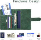 Personalized W Passport Holder Cover Initial Letter Travel Wallet RFID Blocking Passport Cover Credit Card Holder Case Passport Book Holders for Women and Men, Pine Green-W