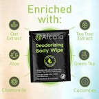 Alcala Deodorizing Body Wipes Individual Shower Wipes 100% Pure Biodegradable Bamboo Wet Wipes with Aloe Tea Tree Adult Body Wipes for Women & Men Ideal for Camping Hiking, Hospitals & Gym (330 Pack)