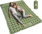 Double Sleeping Pad for Camping – 4” Thick Inflatable Camping Mattress 2 Person, Built-in Foot Pump & Pillow, Ultralight Self-Inflating Camping Mat for Tent, Hiking, Backpacking, Traveling