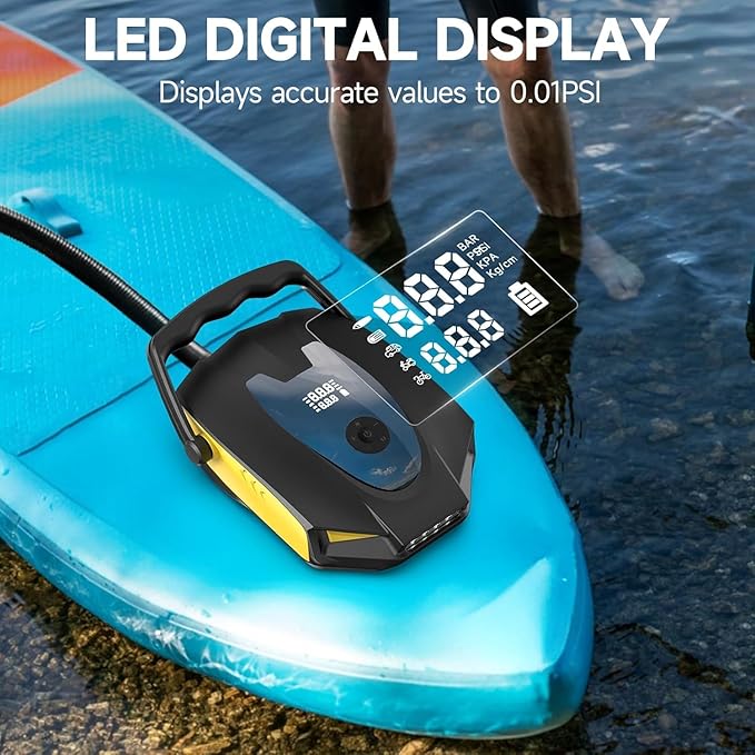 50PSI Paddle Board Pump Electric Portable, 10000mAh Sup Pump with Auto-Off,9 Modes Paddleboard Pump for Stand Up Paddle Board/Car/Kayak/Motorcycle/Bicycle (Rechargeable)