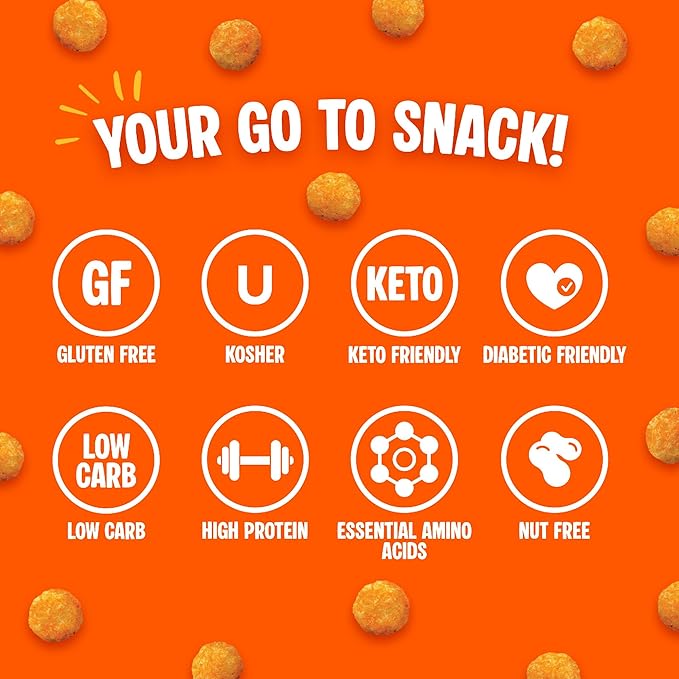 Twin Peaks Low Carb, Keto Friendly Protein Puffs, (Nacho Cheese), 2 Servings, 3 Pack (60g, 42g Protein, 4g Carbs)