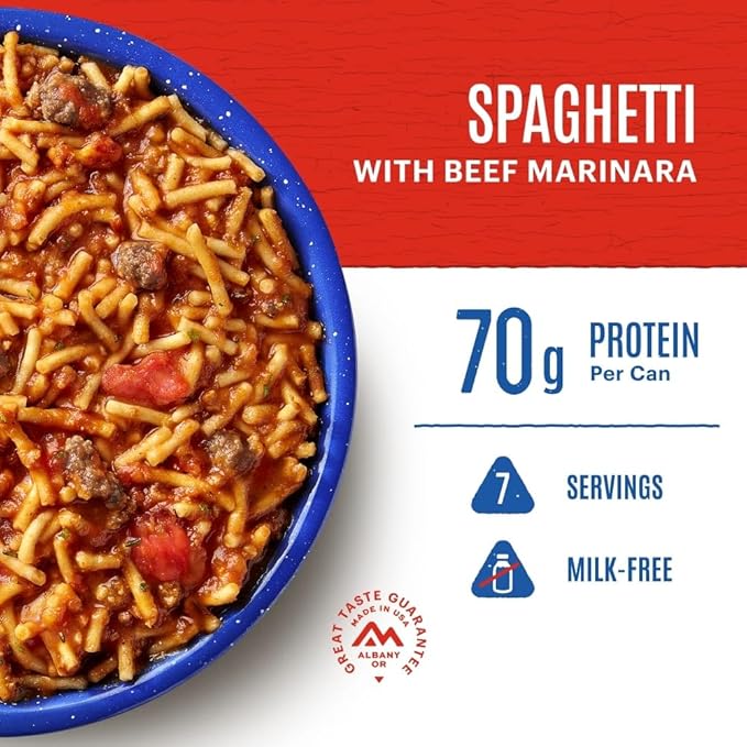 Mountain House Spaghetti with Beef Marinara #10 Can | Freeze Dried Survival & Emergency Food | 7 Servings
