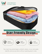 WTREE 4-Piece Packing Cubes Travel Accessories Set for Suitcases - Luggage Organizer Bags with Double Zipper - Mesh Top - Medium - Black