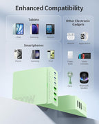 USB C Charger Block Charging Station: 100W 6 Port GaN Fast Charging Brick Hub Cube Box - PD 3.0 Type C & USB A Wall Charger Power Adapter for All iPhone 17 iPad Samsung Android Pixel Series