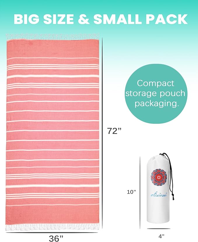 4 Pack Turkish Beach Towels Vacation Essentials Pool Towel for Women Birthday, Teacher Appreciation Thank You Gifts, Mothers Days Bridesmaid Bride Girlfriend Friendship Sister 40th Retirement Gift
