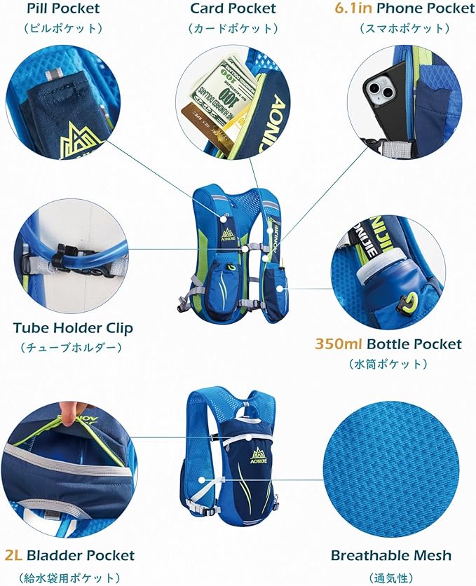 TRIWONDER Hydration Running Vest 5L Lightweight Water Pack for Men Women Hydration Backpack for Trail Race, Hiking, Cycling, Climbing, Camping, Jogging, Marathon