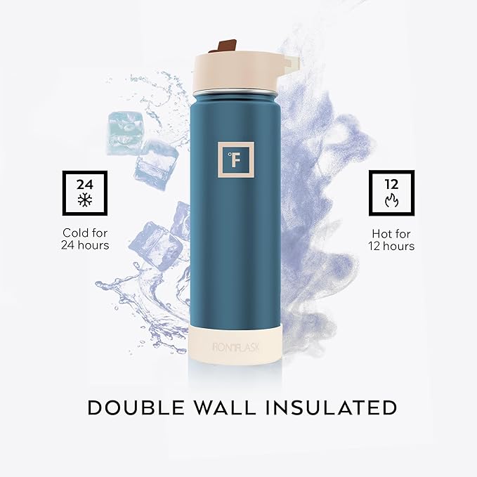 IRON °FLASK Camping & Hiking Hydration Flask with Straw Lid & Boot - Stainless Steel, Double Walled & Vacuum Insulated Water Bottle - Leak Proof & BPA Free (Cream & Berries, Straw - 22 oz)