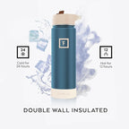 IRON °FLASK Camping & Hiking Hydration Flask with Straw Lid & Boot - Stainless Steel, Double Walled & Vacuum Insulated Water Bottle - Leak Proof & BPA Free (Cream & Berries, Straw - 22 oz)