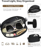 Pritent Fanny Packs for Women Cross Body Bag Waterproof Belt Bag with Adjustable Strap and Zipper Back Pocket Small Crossbody Bags Fashion Waist Packs for Workout Travelling(Black)