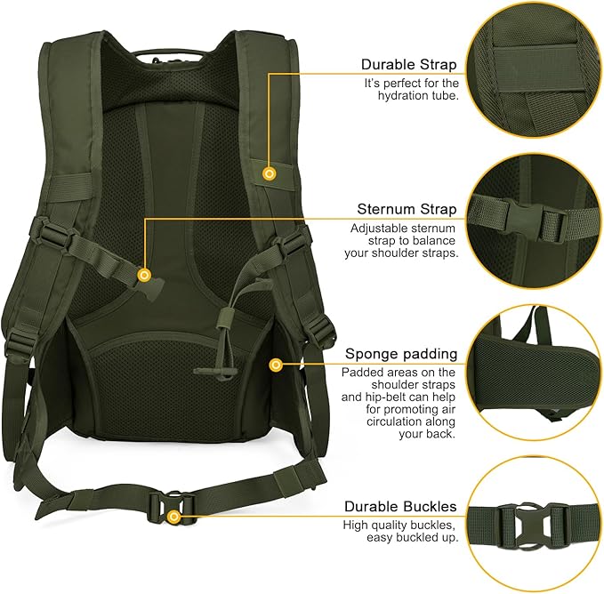 Mardingtop Tactical Molle Backpack for Men - 28L EDC Hiking & Motorcycle Backpack