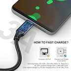 USB Type C Cable 5-Pack 3FT, USB Type A to C Fast Car Charger Cords for Braided Fast Charging Cable CarPlay for 17/17 Pro/16e/16/15 Pro Max/Samsung Galaxy Note S20 S10 S9 S8 Plus LG V50 V40 G8 G7