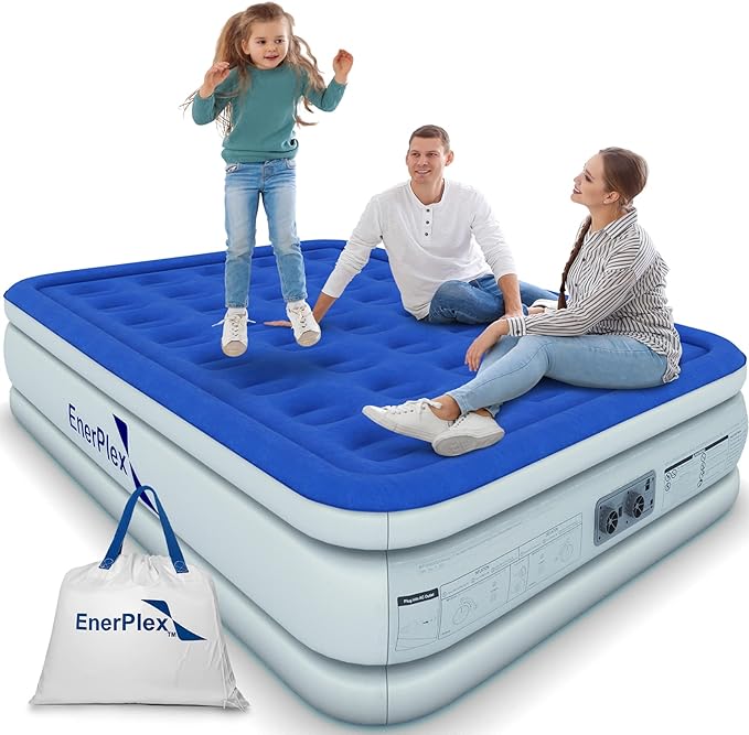 EnerPlex Air Mattress with Built in Pump - Self-Inflating Blow Up Mattress with Neck Support - Inflatable Air Bed for Portable Travel & Home Use