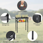 Folding Camping Table with Storage Net, Pure Black Aluminum 2ft Picnic Table 23.2" x 16" Outdoor Table Adjustable Height Max 27.5", Lightweight, Waterproof, Portable Handle for Travel Cooking