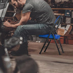 Mini Padded Folding Chairs, Garage Stool, Portable Camping Chair with Cushion, Lightweight Lawn Chair, for Outdoor Sports Events, Patio, Fishing, Hiking, Hunting, Picnic, Beach (Blue)